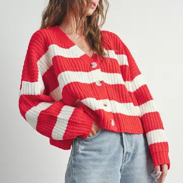 Cherry Striped Cardigan